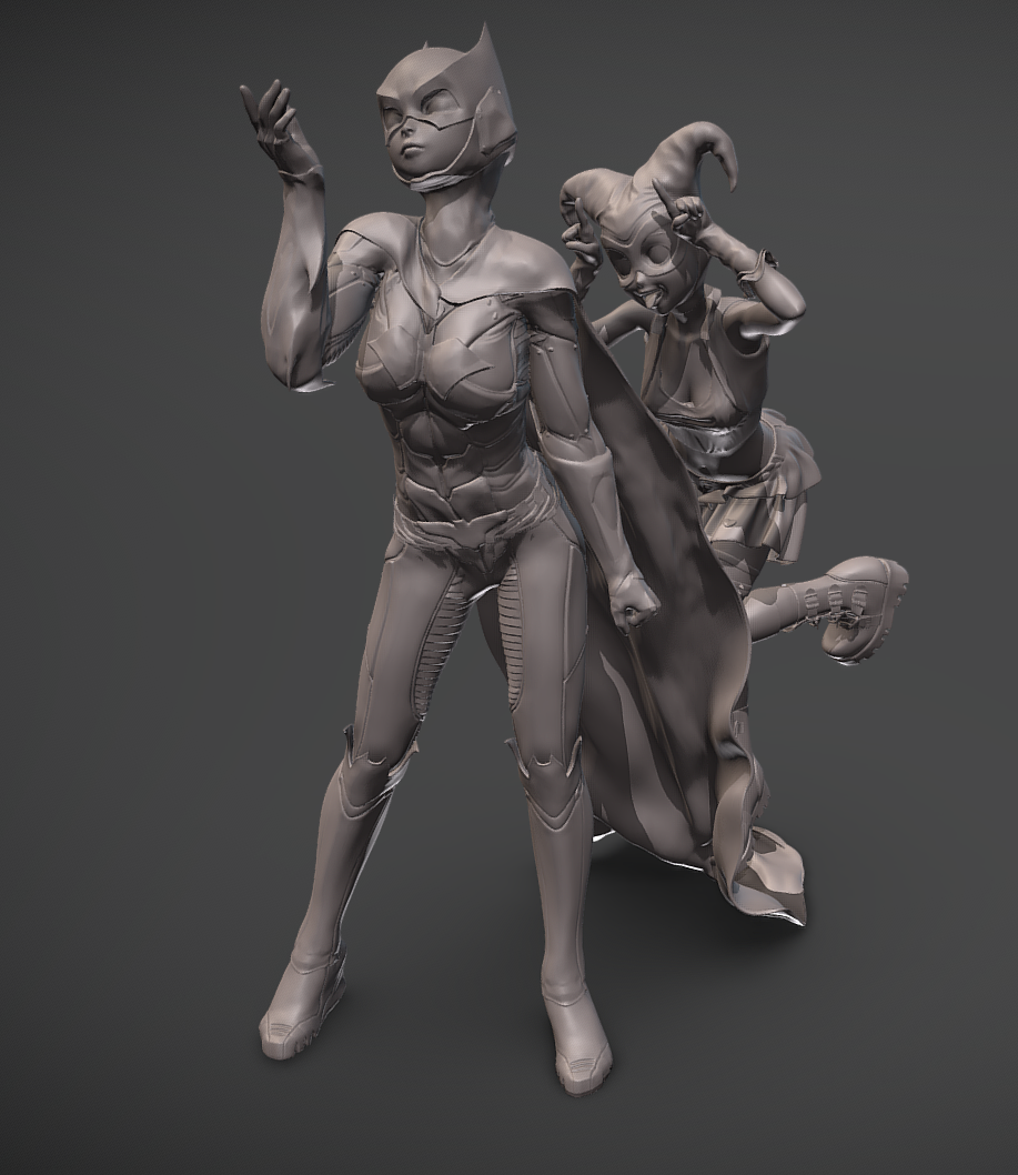 Another day of Batgirl and Harley Quinn 3D Model STL File for CNC Rout…