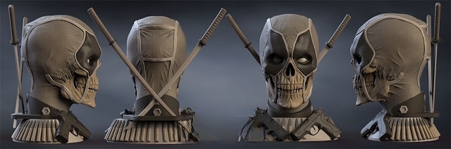 Deadpool Bust 3D Model STL File for CNC Router Laser & 3D Printer Easy…