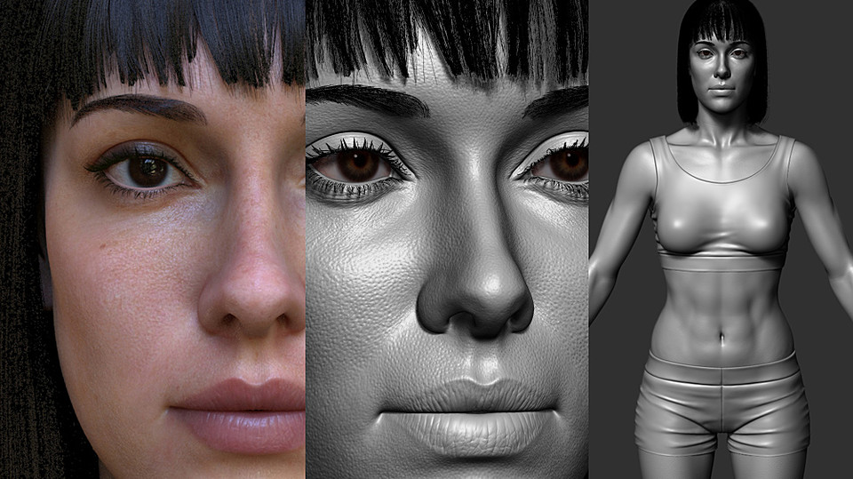 Girl full body Zbrush 3D Model STL File for CNC Router Laser & 3D Prin…