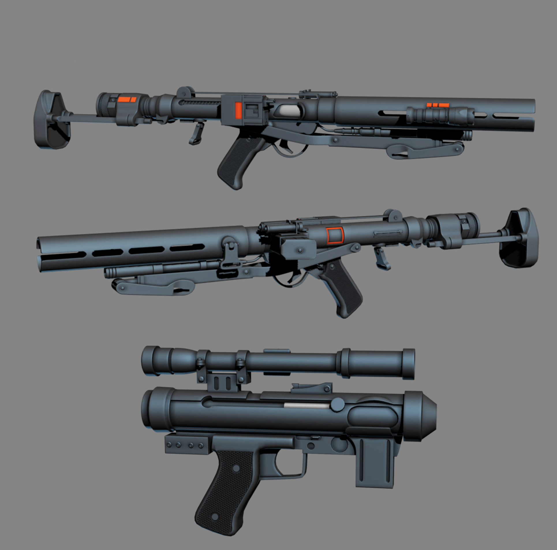 Imperial Death Trooper Gun Set 3D Model STL File for CNC Router Laser &…