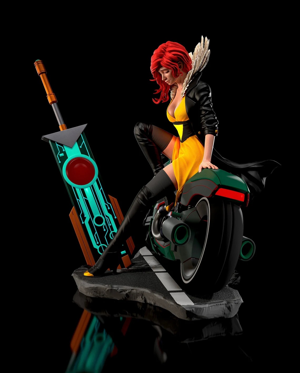 Red from Transistor Figure and Bust 3D Model STL File for CNC Router L…