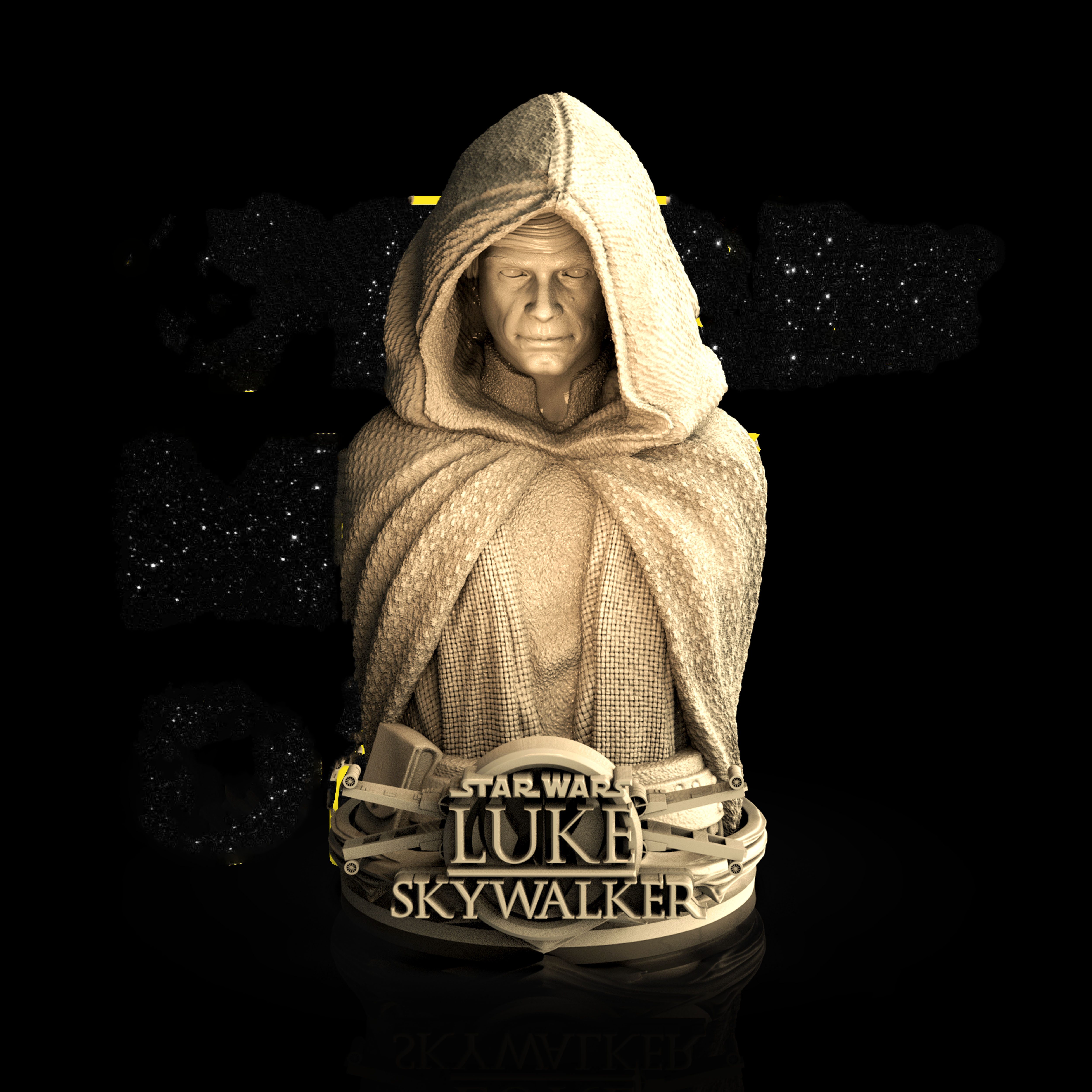 Star Wars – Luke Skywalker Bust 3D Model STL File for CNC Router Las…