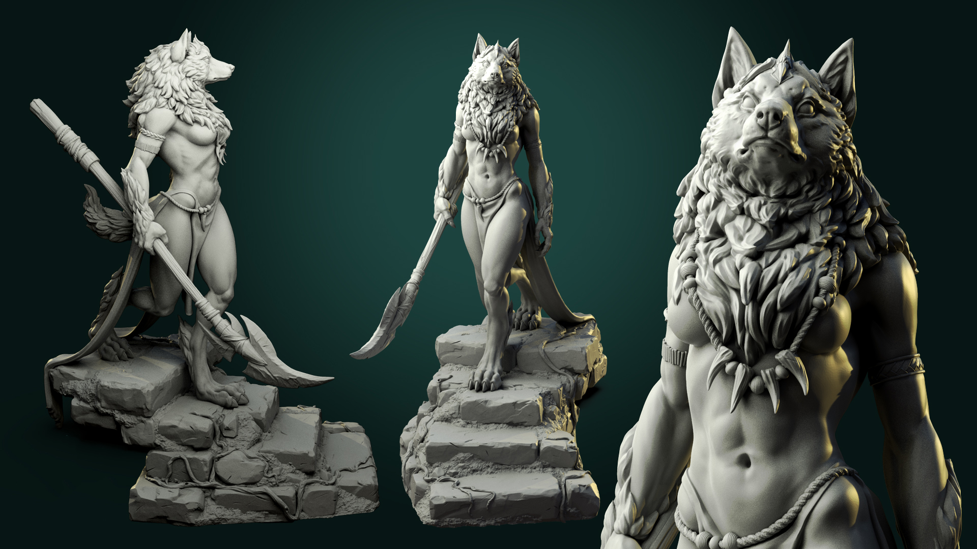 Werewolf Queen 3D Model STL File for CNC Router Laser & 3D Printer…