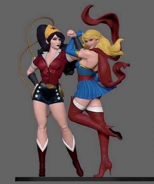 Wonder woman and supergirl 3D Model STL File for CNC Router Laser &…